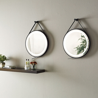 Miroir de salle de bain moderne de luxe personnalisable avec éclairage LED noir, cadre en aluminium, capteur tactile intelligent, montage mural, design graphique