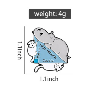 Broches de Esmalte con Diseño de Animales Españoles, Pin de Solapa con Dibujos Animados de Hipopótamo, Tenusa y Gato, Joyería al por Mayor - Product Image 6