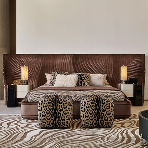 इतालवी माइनीज लाइट लक्जरी कपड़े व्यापक-स्क्रीन डबल बिस्तर रचनात्मक विला मास्टर बेडरूम उच्च अंत डिजाइन शादी बिस्तर - Product Image 2