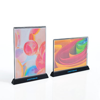 Support de menu de table vertical en acrylique A5, porte-panneau magnétique avec base en bois pour la présentation sur table de café, bar, restaurant