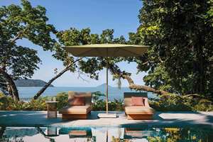 Parasol d'extérieur moderne en aluminium avec base en acier 1,5 m, protection solaire pour jardin et mobilier de terrasse - Product Image 5