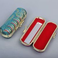 Boîte à cosmétiques portable en fer blanc recyclable, style chinois, avec couvercle rabattable, pour rouge à lèvres, blush, miroir et brillant à lèvres, format boîte à bijoux