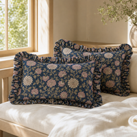 Housse de coussin en coton à volants, imprimé floral vert sauge, style ferme, pour chambre, canapé, décoration intérieure, vente en gros