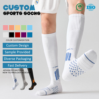 Chaussettes de football personnalisées, longues, rembourrées, respirantes, antidérapantes, pour hommes, performance professionnelle.