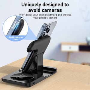 Soporte de cargador inalámbrico rápido plegable multifuncional, base de estación de carga rápida plegable para <span class=keywords><strong>iPhone</strong></span> Pro Max Watch <span class=keywords><strong>Airpods</strong></span> - Product Image 5