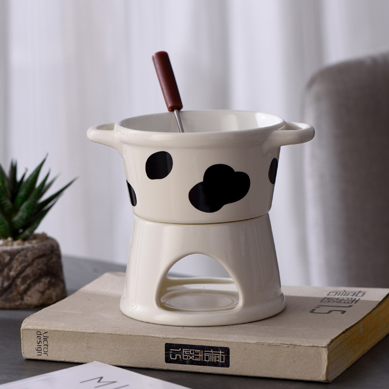 White - Cow pattern - Pearl Foam+Brown-box