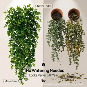 Sggvecsy Lot de 4 plantes artificielles suspendues en eucalyptus, résistantes aux UV, en plastique, pour décoration intérieure/extérieure, emballage pour vase de mariage - Product Image 4