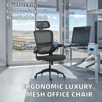 Chaise de bureau de direction ergonomique moderne et minimaliste de luxe avec soutien lombaire, appui-tête réglable, dossier haut confortable en tissu