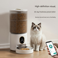 Distributeur intelligent de nourriture pour animaux de compagnie de grande capacité 5L, WiFi, alimenté par batterie, contrôle des portions programmé, écran LCD, appel vocal, double bac à nourriture