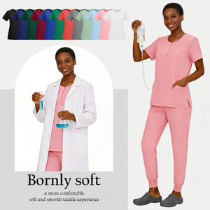 Unisex Scrub Set Moisture Wicking Comfortable Split Uniform For Medical Dental Cosmetic Workwear S XXL - Product Image 4