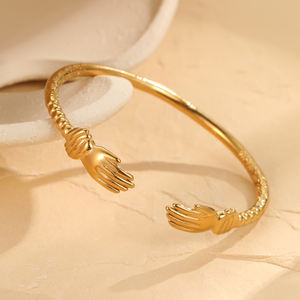 Nimai יוקרה אלגנטי עמיד למים נירוסטה פתוח cuff מתנות 18 קאראט מעוקב זירקון פנינה צמיד פנינה עבור בנות - Product Image 6