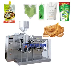 Automatic Small Irregular Zipper Standup Pouch Tomato Ketchup Sauce Jam Oil Syrup Doypack Pouch Packing Packaging Machine