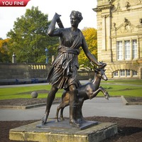 YOUFINE Vintage château décoration célèbre extérieur grandeur nature Diana déesse Bronze Figures Art Sculpture chasse Statue