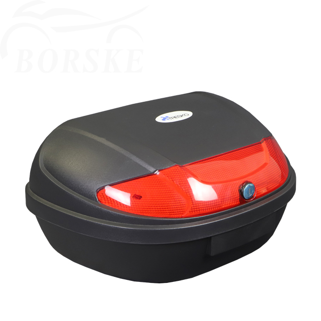 Top Case Moto 48L Noir Mat Dim lumière rouge Touring Bagage Coffer evec Dossier Fermeture