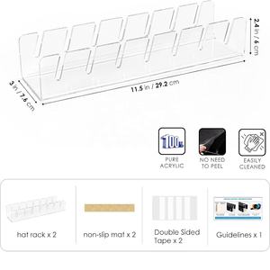 Soporte acrílico para sombrero, organizador de exhibición de gorra de béisbol sin instalar, paquete de 2, capacidad para 14 gorras transparentes para armario, dormitorio, tocador, almacenamiento de alimentos - Product Image 6