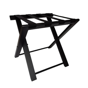 Guesr <span class=keywords><strong>Guess</strong></span> Porte-bagages portable en bois de hêtre de 5cm d'épaisseur Pliable de haute qualité Noir Chambre à coucher Hôtel Étagères de rangement Étagères - Product Image 6