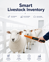 Lecteur RFID portable 134,2 kHz USB pour balises d'oreille d'animaux FDX B HDX ISO 11784-5 pour système de gestion du bétail agricole
