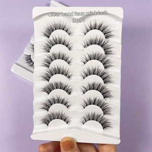 Faux <span class=keywords><strong>cils</strong></span> en vison synthétique en gros, marque privée, naturels, réutilisables, confortables, bande transparente 5D - Product Image 1