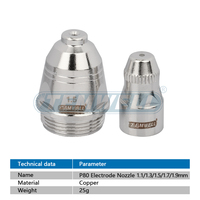Kit d'assortiment d'électrodes et de buses en cuivre TEMWELL P80 1,1 mm 1,3 mm 1,5 mm 1,7 mm pour les besoins de découpe multi-épaisseurs