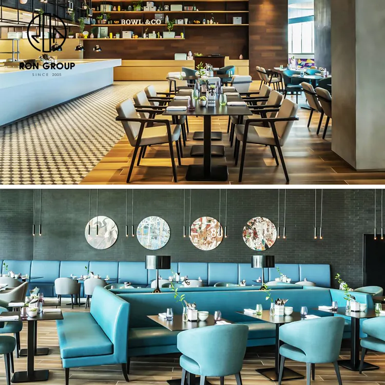 3D thiết kế tùy chỉnh nhà hàng đồ nội thất phong cách Bắc Âu cafe banquette nhà hàng trong nhà Bàn và ghế Booth chỗ ngồi sofa