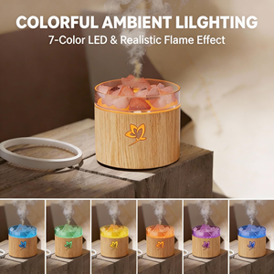 Hot Crystal Salt Stone Simulated Fire Humidifier USB <b>Essential</b> <b>Oil</b> <b>Diffuser</b> 3D Flame Aroma <b>Diffuser</b> with 7LED Light - Product Image 3