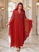Abaya Musulmane D'Usine CCY Pas Chère, Robe Africaine en Mousseline de Soie Ornée de Strass et de Perles, Grandes Tailles pour Femmes