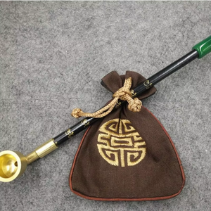 Sac à tabac sec traditionnel à l'ancienne et tige Embouchure en laiton et agate Pot à sac en coton compact avec design compact - Product Image 6