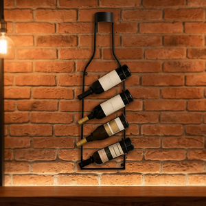 Modern <b>Metal</b> Wine <b>Rack</b> Wall Mounted 4 Bottle Display Minimalist Design Home Decor - Product Image 5