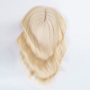 Topper de Cabello Humano Europeo de Alta Calidad con Base de Seda de 5x6.5'' en Color Rubio Claro, Aspecto Natural con Clips, para Mujeres con Alopecia - Product Image 3