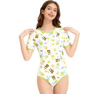 Body de Algodón Estampado para Adultos, Pijama Tipo Teddy, Ropa <span class=keywords><strong>ABDL</strong></span> con <span class=keywords><strong>Manga</strong></span> Corta y Broches en la Entrepierna para Hombres - Product Image 1