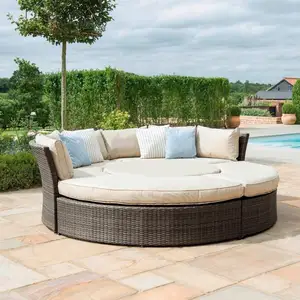 Wicker Outdoor Furniture Set Patio Chaise Lounge Set Pool Rattan Sun Lounger Garden Daybeds With Rising Table