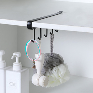 Kitchen Cabinet Under <b>Shelf</b> <b>Hook</b> Organizer White And Black Easy Installation No Tools Required Multi Functional Storage Rack - Product Image 3