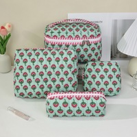 4PCS Set Tas Makeup Besar Bermotif Bunga, Ringan, Tahan Lama, Organizer Kosmetik, Kantong Ritsleting untuk Perjalanan, Penyimpanan, Dapat Digunakan Kembali