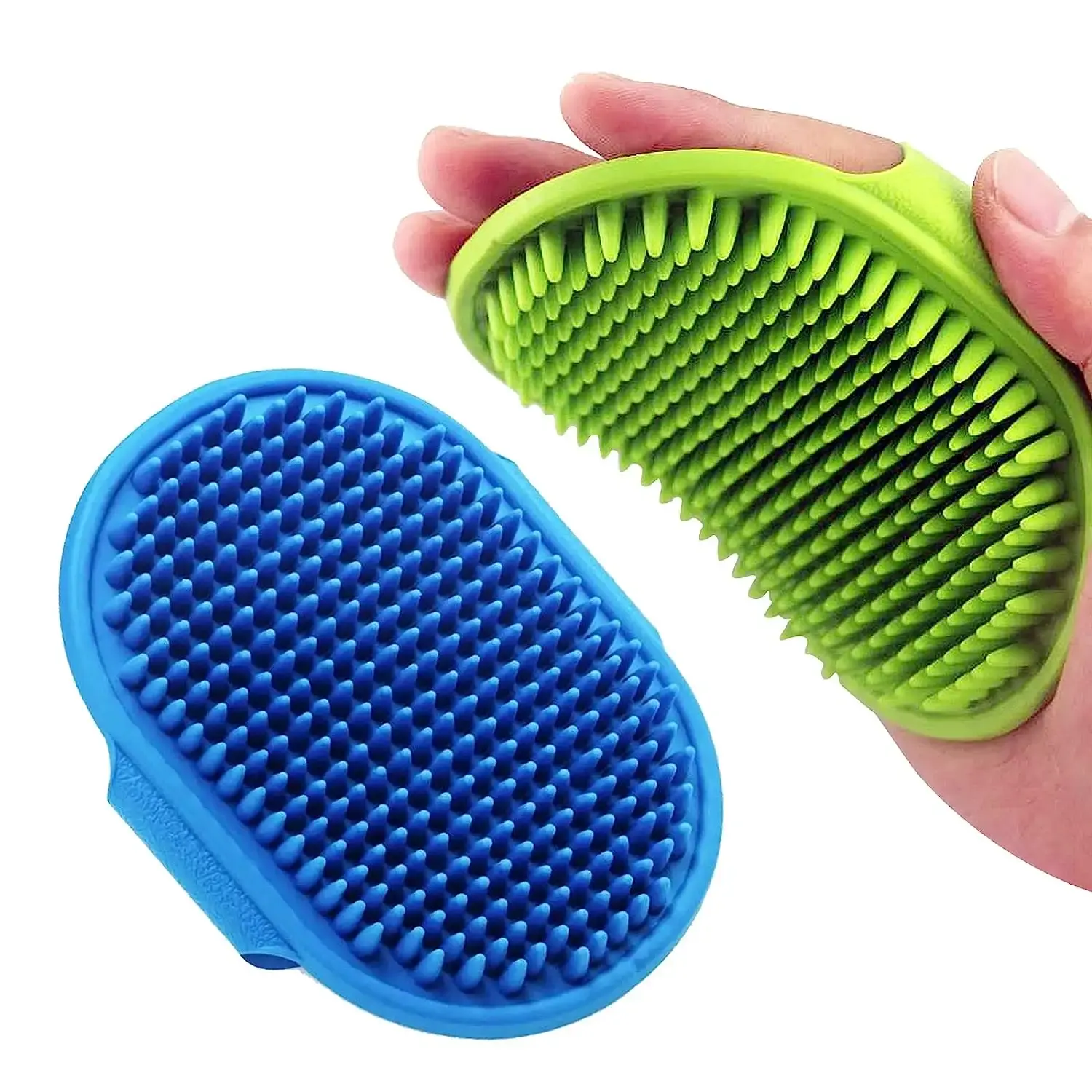 Pet Shampoo Bath Brush Soothing Massage Rubber Comb with Adjustable Ring Handle for Long Short Haired Dogs and Cats Grooming