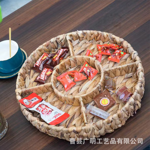 Panier de rangement rond à 7 compartiments multifonctionnel pour salon, plateau à fruits, couleur lin, type sur pied - Product Image 4