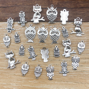 Pendentifs hiboux en alliage d'argent antique, formes variées, pour la fabrication de bijoux DIY, style rétro artistique SN364 - Product Image 4