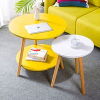 Table de chevet ronde simple et moderne en bois massif pour salon, table basse nordique pour mobilier de maison, à utiliser près du canapé