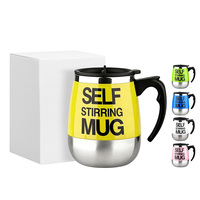 Logo personnalisé 15oz 450ml Tasse à café électrique à agitation automatique en acier inoxydable Tasse à mélanger avec mélangeur de café au lait avec poignée