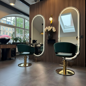 Espejo Comercial para Salón de Belleza, Diseño Moderno, Lavabo Vintage para Peluquería, Estación de Barbería de Madera Negra y Gris, Comedor Exterior para Hotel - Product Image 2