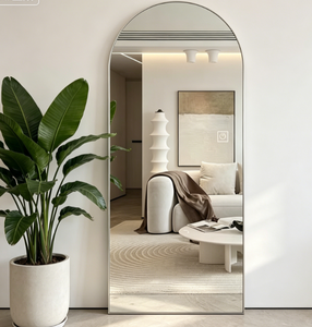 Miroir sur pied arqué pleine longueur rétroéclairé par LED avec interrupteur tactile anti-buée pour chambre et salon – Vente en gros moderne - Product Image 2
