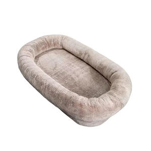 Coussin rond en peluche douce pour animaux de compagnie avec housse amovible pour chiens, chats et enfants, gris clair, marron café, lavable à la main, rembourrage en polypropylène - Product Image 3