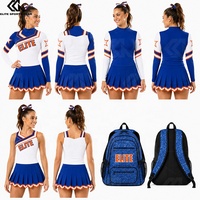Uniforme de cheerleading avec logo d'équipe, sac à paillettes bleu et blanc pour club de danse scolaire