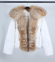 OFTBUY Damen Winter Daunen jacke Warmweiß Loose Fit Big Natural Real Fox Pelz kragen Leichter Mantel Kurze Länge