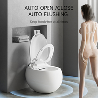 Toilette intelligente innovante en forme d'œuf avec bouclier en mousse et commande vocale, WC intelligent à poser au sol, cuvette en céramique