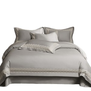 1688 X 80s Count Egyptian Cotton Four-piece <b>Bedding</b> <b>Set</b> Solid Color Lace Trim Breathable All-season - Product Image 3
