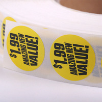 Impression d'étiquettes adhésives en papier personnalisées, imperméables, à prix réduit, en rouleau, pour l'emballage alimentaire