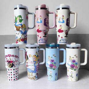 Gobelet isotherme en acier inoxydable 30/40 oz, motif princesse de dessin animé, avec poignée, pour voiture, vente chaude, personnalisable et tendance - Product Image 1