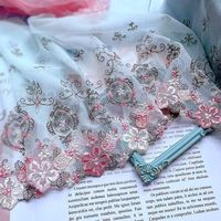 24.5CM de large Tulle doux brodé tissu de dentelle élastique pour franges garnitures robe de mariée de fête accessoires de couture fournitures