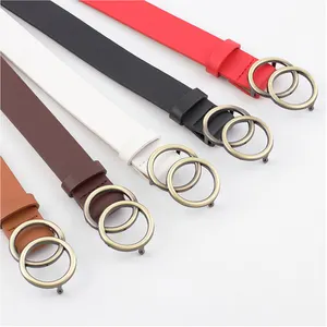 Phụ Nữ Faux Leather Eo Belt Cho Quần Jeans Đôi O Vòng Ngọc Trai Vàng Buckle Ladies Belt Cho Dresses Đen Trắng Thắt Lưng Hoang Dã