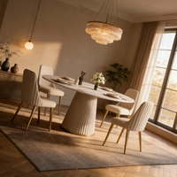 Ensemble de table à manger ronde en marbre moderne de luxe 4-6 places Pieds dorés Meubles pour la maison Hôtel Restaurant